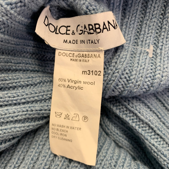 DOLCE & GABBANA Size 6 Blue Virgin Wool Blend Ribbed Sweater