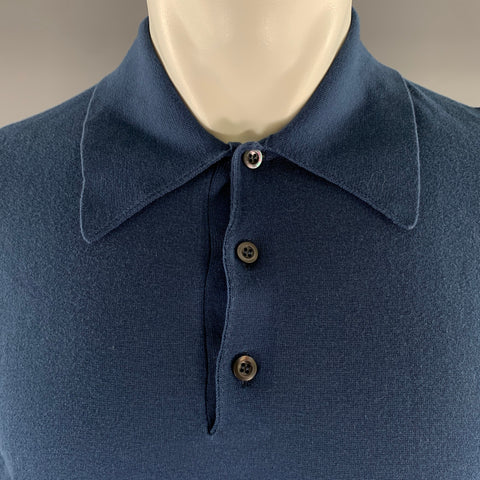 PRADA Size M Navy Rib Knit Polo