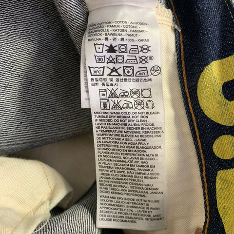 LEVI STRAUSS Size 33 Navy Multi Color Graphic Cotton Straight Selvedge Jeans