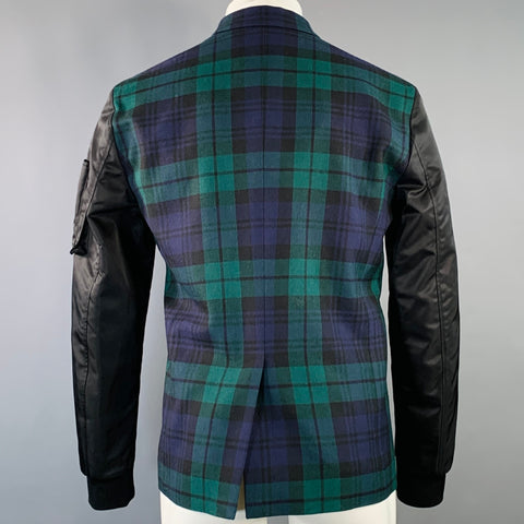 Veste Sport DSQUARED2 Taille 40 Carreaux Écossais Noirs, Verts et Marine en Laine avec Fermetures Éclair
