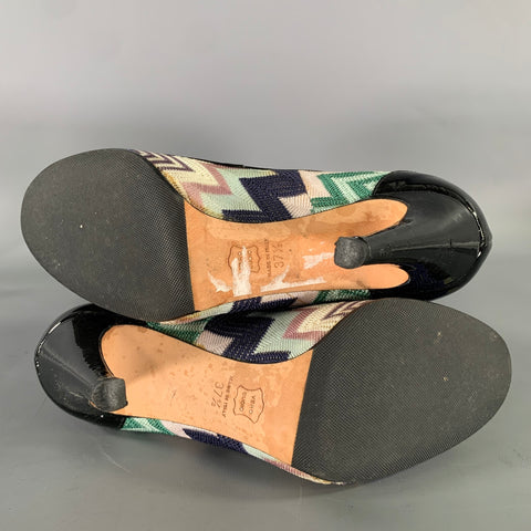 MISSONI Size 7.5 Purple Green Chevron Pumps