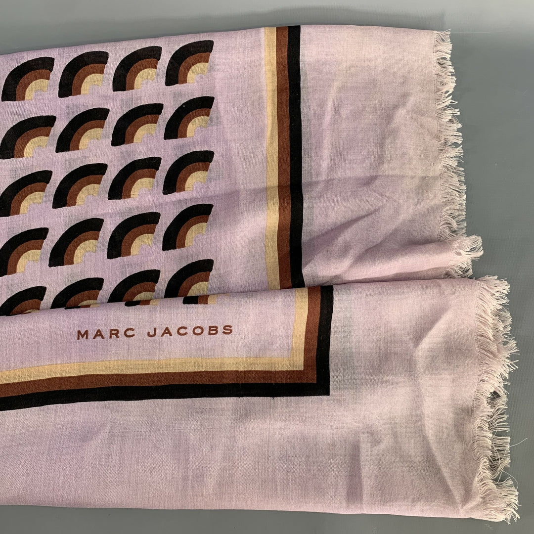 MARC JACOBS Purple Black  Brown Mixed Pattern Wool Silk Scarves