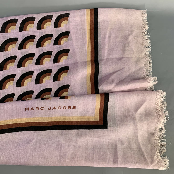 MARC JACOBS Purple Black  Brown Mixed Pattern Wool Silk Scarves