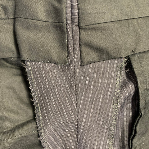 BAND OF OUTSIDERS Smoking croisé en laine à rayures bleu marine et noires, taille 38, revers châle