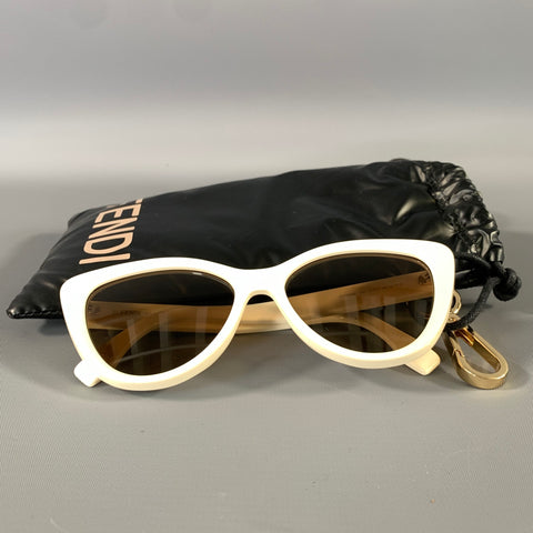 FENDI White Acetate Sunglasses