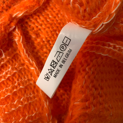 WALTER VAN BEIRENDONCK Size S Orange Cable Knit Mohair Blend Oversized Vest