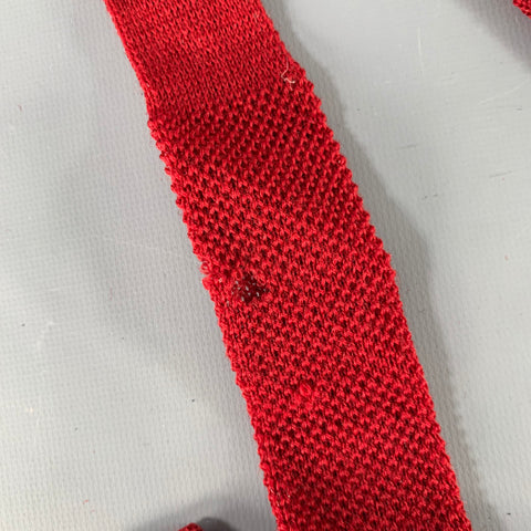 YVES SAINT LAURENT Burgundy Red Knit Wool Tie