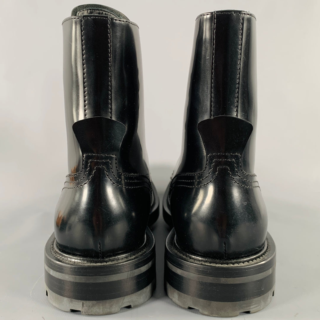 ALEXANDER MCQUEEN Size 12 Black Leather Combat Lace-Up Boots