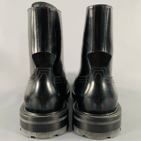 ALEXANDER MCQUEEN Size 12 Black Leather Combat Lace-Up Boots