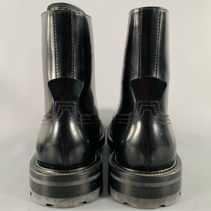 ALEXANDER MCQUEEN Size 12 Black Leather Combat Lace-Up Boots