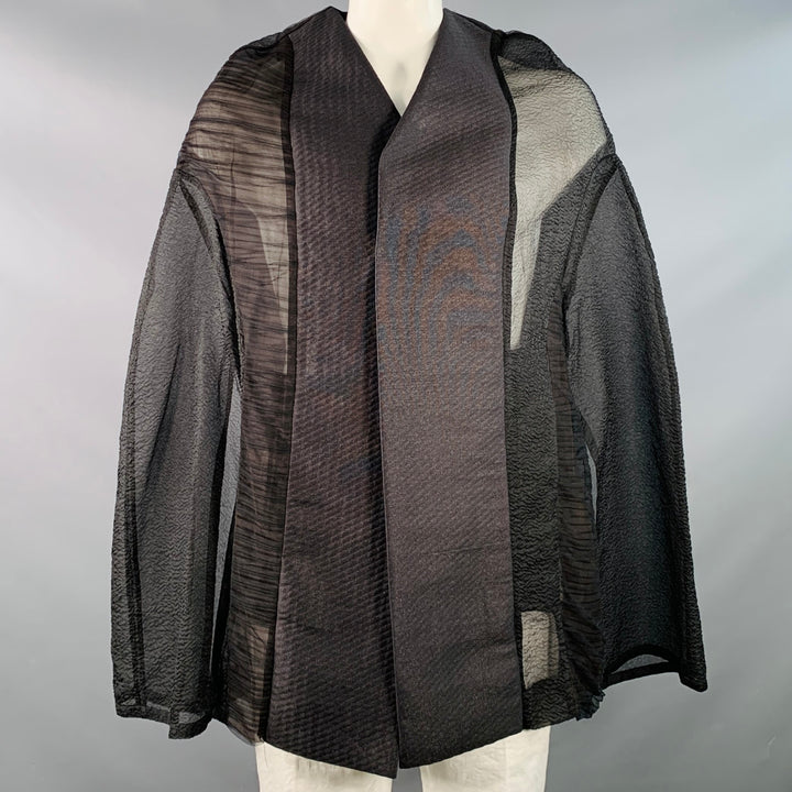 RICK OWENS SS18 DIRT Black Mixed Fabrics Patchwork Organza Snaps Cape