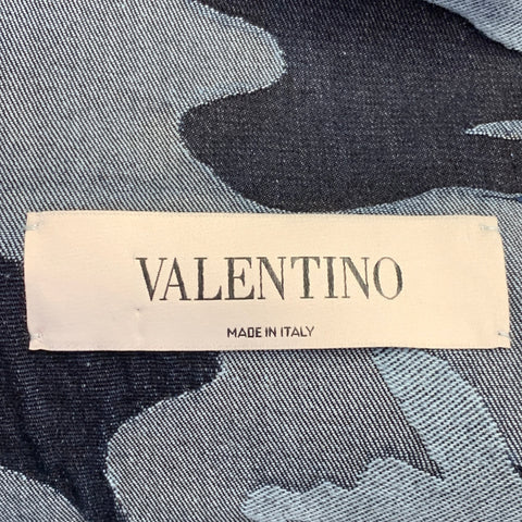 VALENTINO Chemise à manches longues en coton camouflage indigo taille 42 coupe oversize