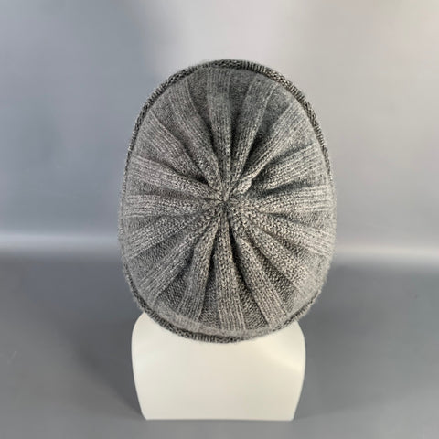 PERMANENT STYLE One Size Grey Heather Ribbed Cashmere Beanie