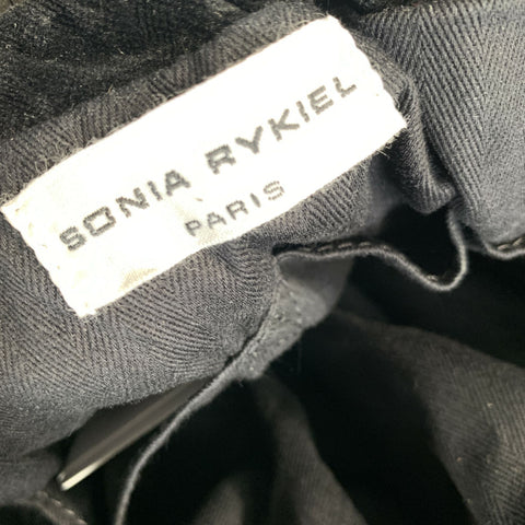 SONIA RYKIEL Black White Monogram Leather Tote Handbag