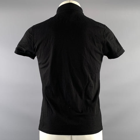 SAINT LAURENT Size XS Black Embroidery Pointed Collar Polo