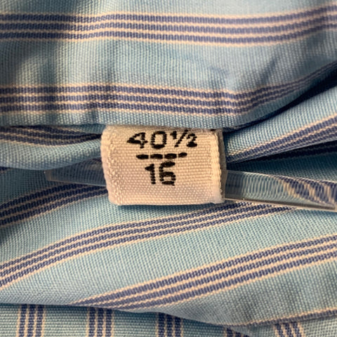 CHARVET Size M Blue Stripe Cotton Pointed Collar Long Sleeve Shirt