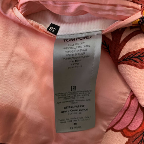 TOM FORD Size XS Pink Orange Floral Peak Lapel Jacket Indoor Blazer
