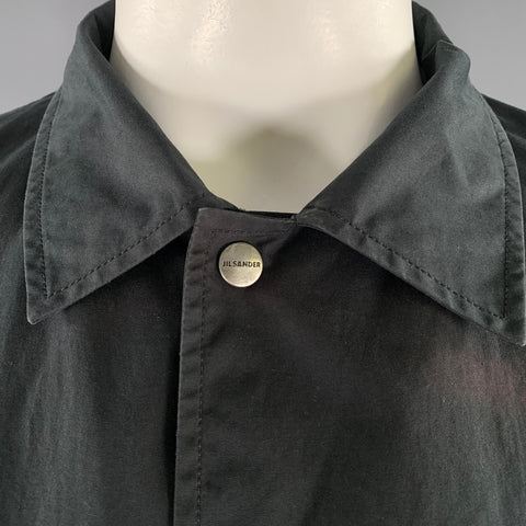 JIL SANDER Size 42 Black Cotton Snap Button Coat