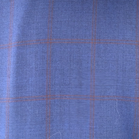 GIOVANNI BRESCIANI Size 46 Regular Blue Rust Window Pane Wool Suit
