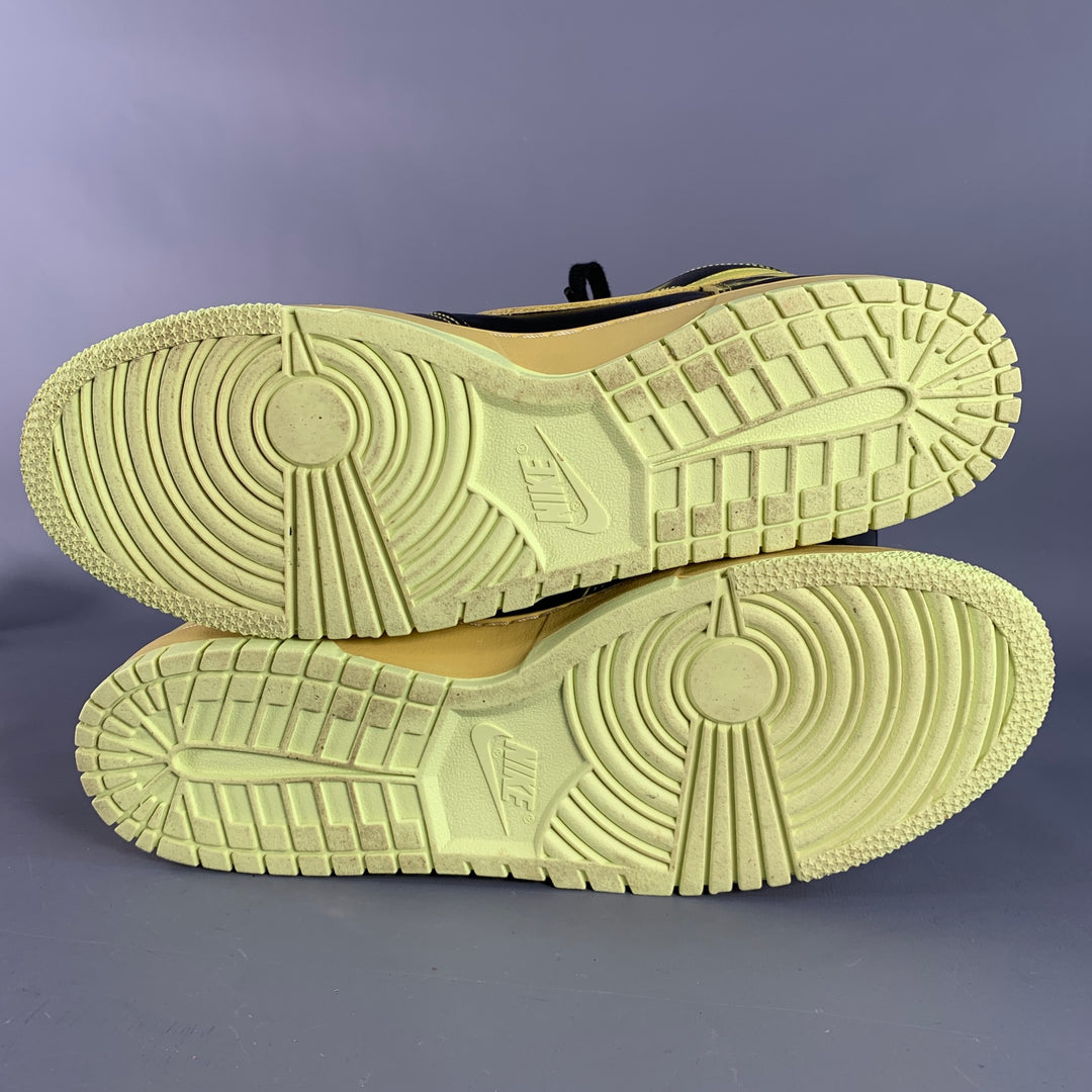 NIKE Size 11 Dunk High 1985 Black Yellow Print Leather High Top Sneakers