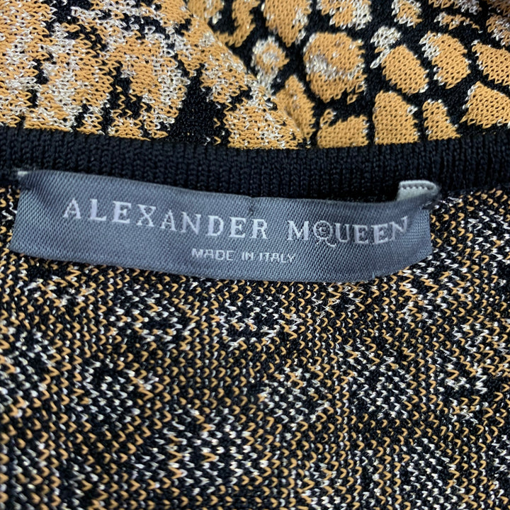 ALEXANDER MCQUEEN Size M Black Gold Viscose Blend Marbled Sleeveless Dress
