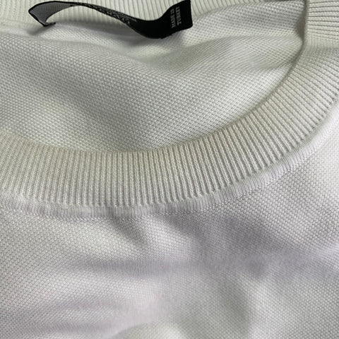 ERMENEGILDO ZEGNA Size XXXL White Brown Logo Cotton Pique Crew Neck T-shirt
