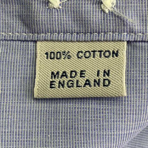 DRAKES LONDON Size M Blue Cotton Cutaway One Pocket Long Sleeve Shirt