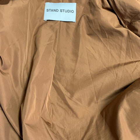 STAND STUDIO Size M Audrey Brown Black Polyester Faux Fur Teddy Jacket