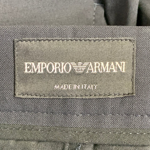 EMPORIO ARMANI Size L Black Virgin Wool Blend Cuffed Dress Pants