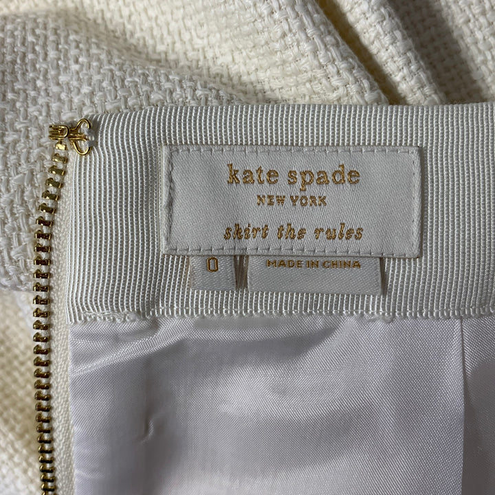 KATE SPADE Size 0 Cream Cotton Viscose Pencil Skirt