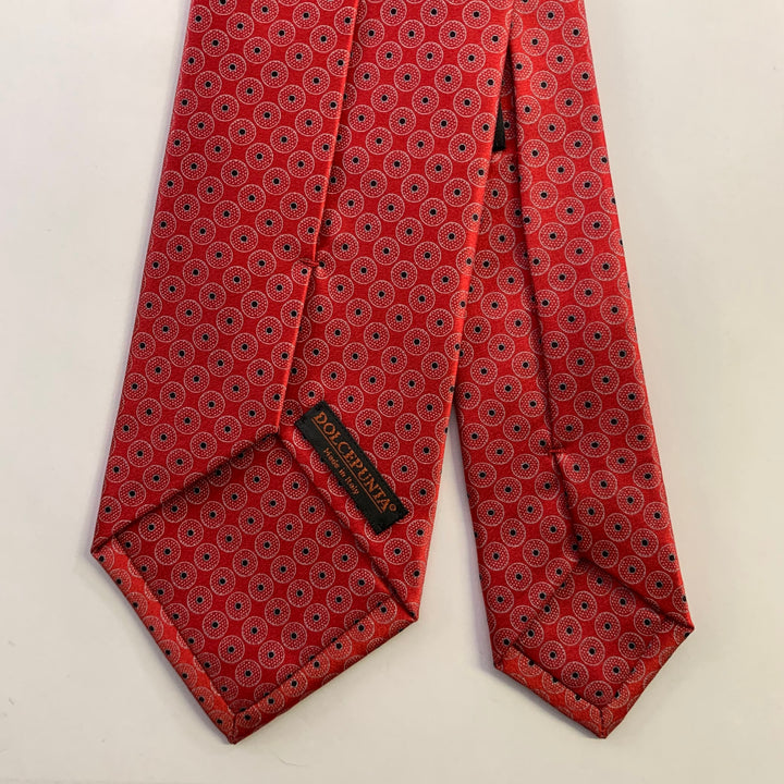 DOLCEPUNTA  Red Grey Polka Dot Silk Tie