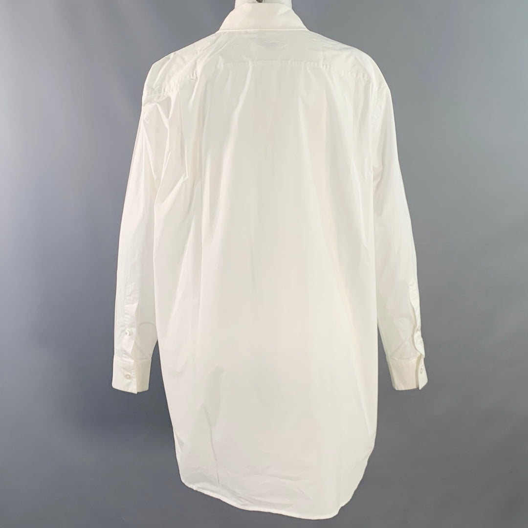 MM6 MAISON MARGIELA Size S White Cotton Long Sleeve Zip Up Shirt