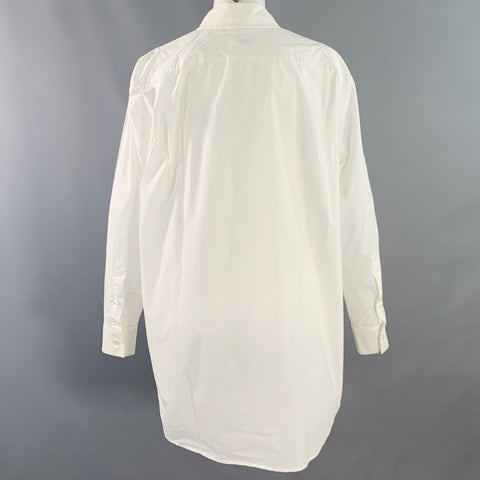 MM6 MAISON MARGIELA Size S White Cotton Long Sleeve Zip Up Shirt