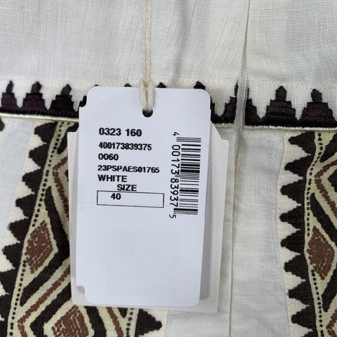 EMPORIO SIRENUSE Size 4 Paestum Cream Brown Linen Woven Sleeveless Long Dress
