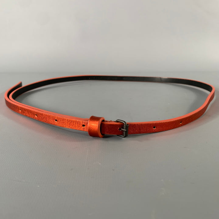 HAIDER ACKERMANN Size S Orange Crackled Leather Belt