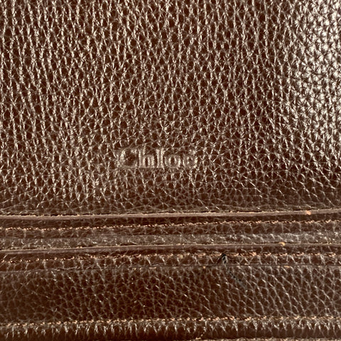 CHLOE Marcie Brown Gold Pebble Grain Leather Handbag