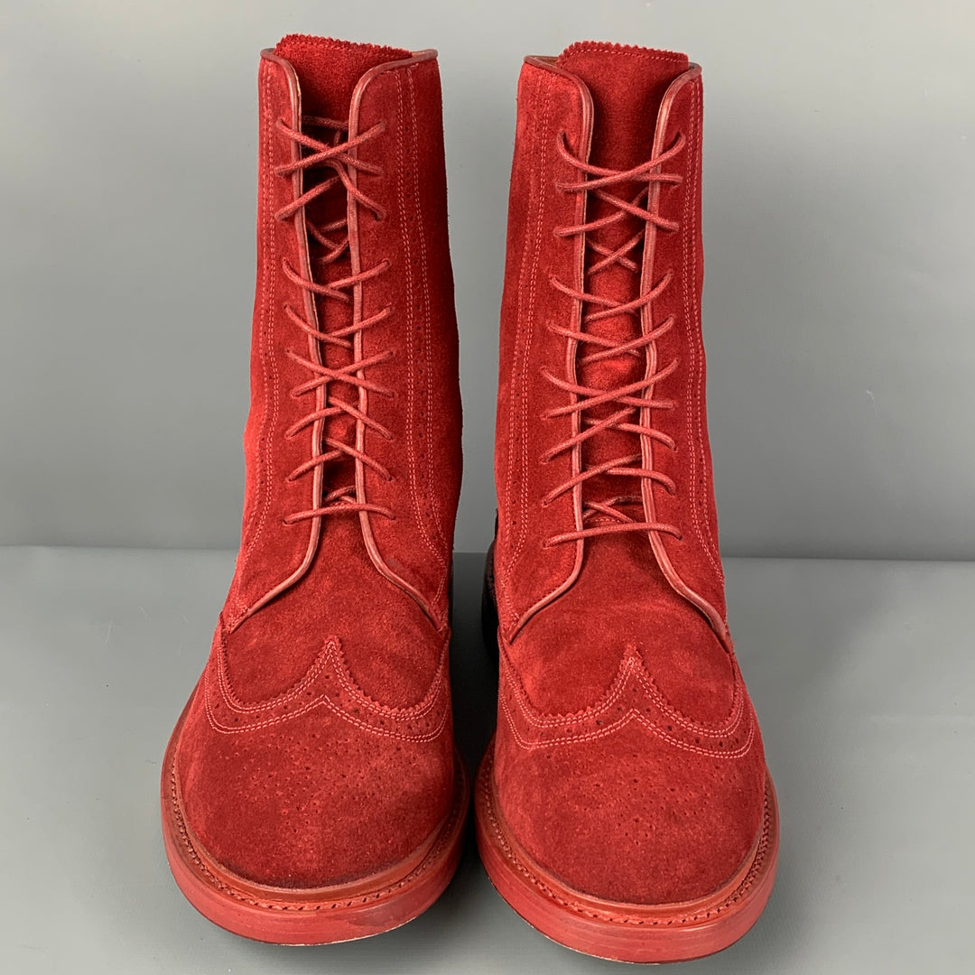 FLORSHEIM by DUCKIE BROWN Size 10 Burgundy Perforated Leather Wingtip Boots