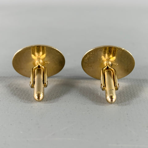 Boutons de manchette œil de tigre en métal doré VINTAGE
