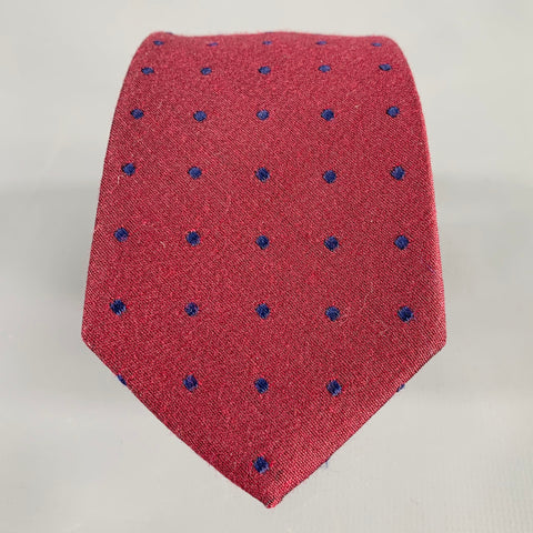 RAG & BONE Burgundy Navy Dots Wool Silk Tie