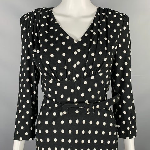 MICHAEL KORS COLLECTION Size 4 Black White Viscose Polka Dot Belted Dr – Sui Generis Designer Consignment