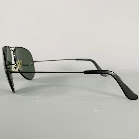 RAY-BAN Black Metal Aviator Sunglasses