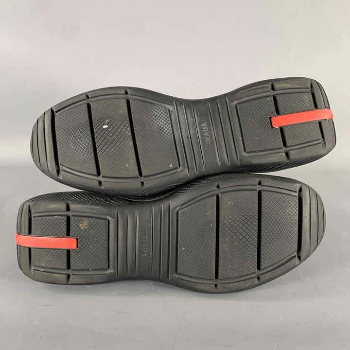 PRADA SPORT Size 9 Navy Black Textured Leather Lace Up Sneakers