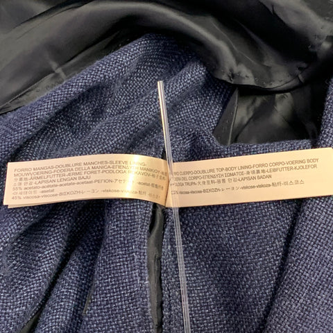 MASSIMO DUTTI Size 42 Blue Woven Linen Wool Single Breasted Sport Coat