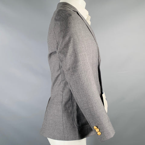 MR. GENTLEMAN Size 38 Grey Wool Notch Lapel Sport Coat