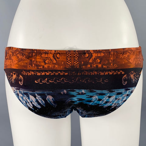 BALMAIN Size S Orange Blue Polyamide Blend Abstract Bottom Swimsuit