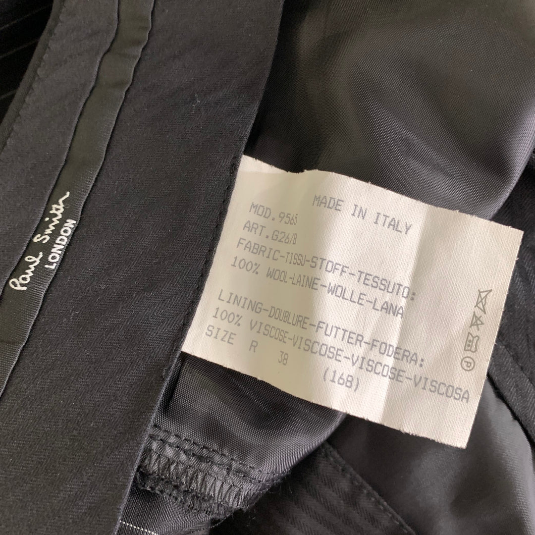 PAUL SMITH Size 38 Black White Pinstripe Wool Notch Lapel Suit