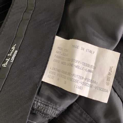 PAUL SMITH Size 38 Black White Pinstripe Wool Notch Lapel Suit