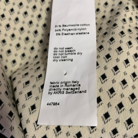 AKRIS Size 12 Black White Cotton Blend Geometric Dress Pants