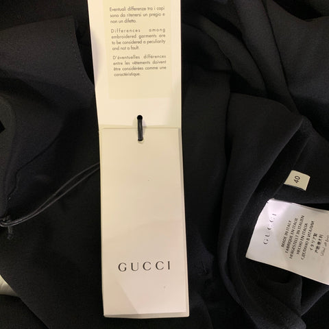 GUCCI Size S Black White Viscose Silk Embellishment Pajama Jacket