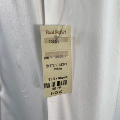PAUL STUART Size M White Cotton Blend Slim Fit Long Sleeve Shirt